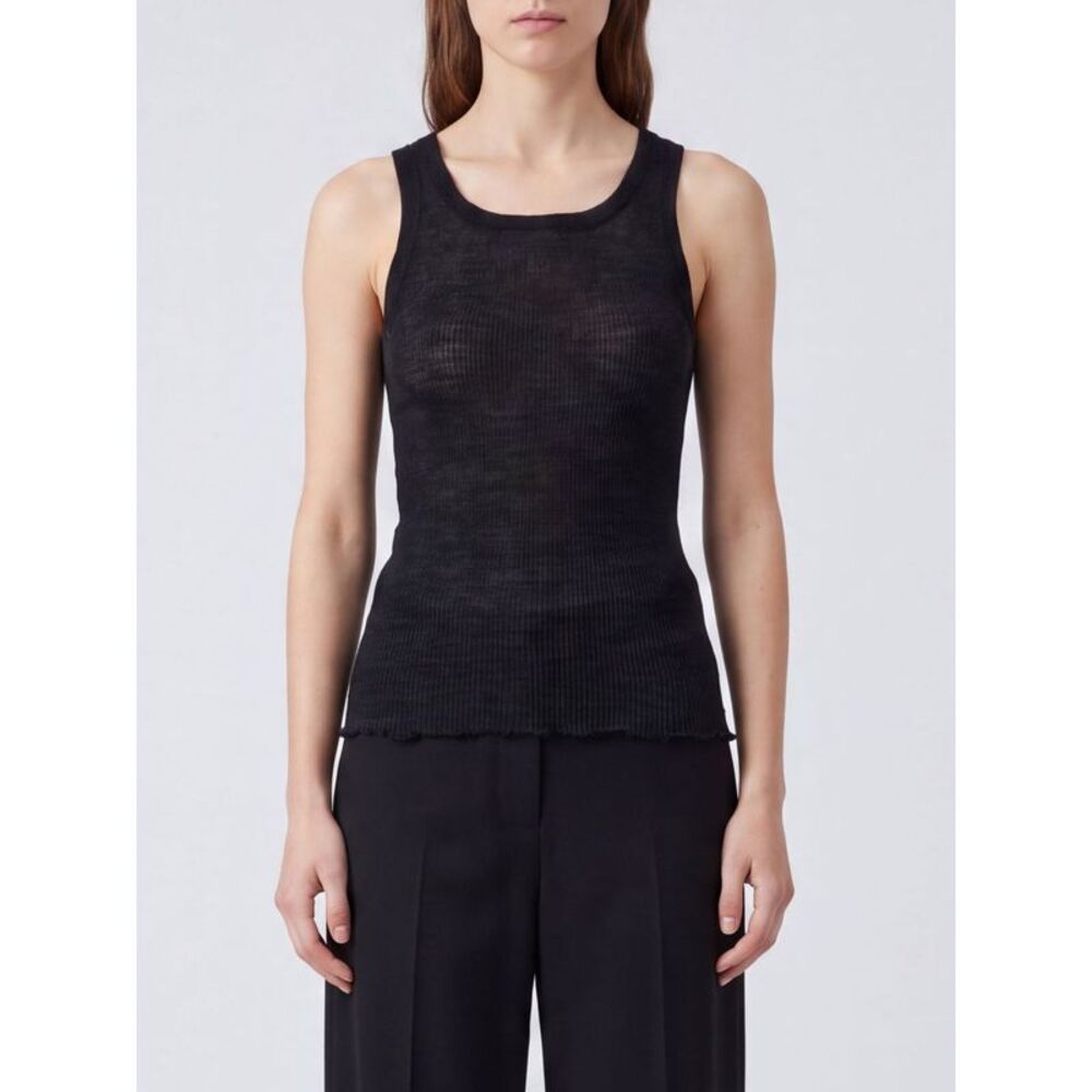 Maison Margiela Women Sleeveless Wool U-Neck Slim Fit Top Maison Margiela